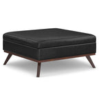 40" Black And Brown Faux Leather Ottoman With Storage