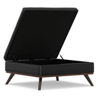 40" Black And Brown Faux Leather Ottoman With Storage