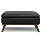 40" Black And Brown Faux Leather Ottoman With Storage