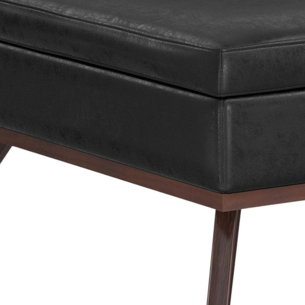 40" Black And Brown Faux Leather Ottoman With Storage