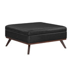 40" Black And Brown Faux Leather Ottoman With Storage