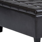 36" Brown And Espresso Faux Leather Tufted Ottoman With Storage