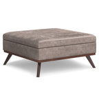 40" Black And Brown Faux Leather Ottoman With Storage