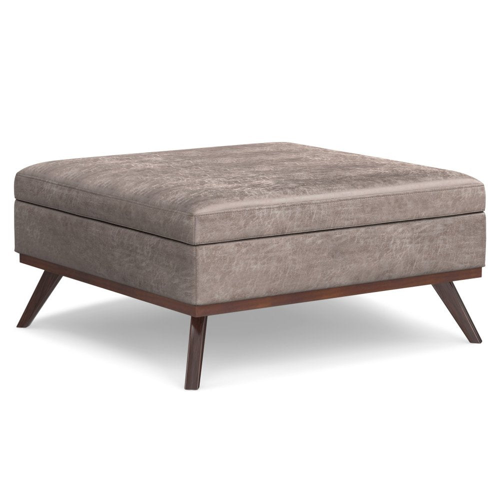 40" Black And Brown Faux Leather Ottoman With Storage