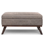 40" Black And Brown Faux Leather Ottoman With Storage