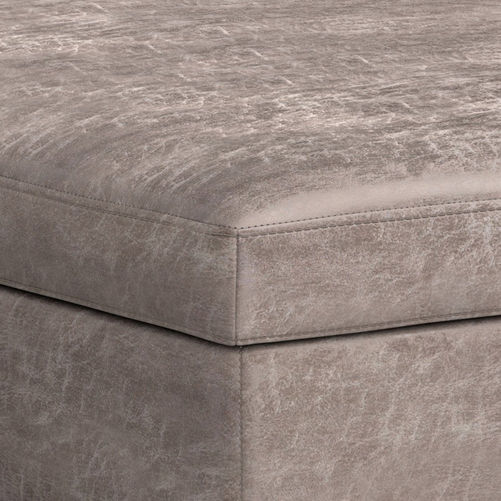 40" Black And Brown Faux Leather Ottoman With Storage