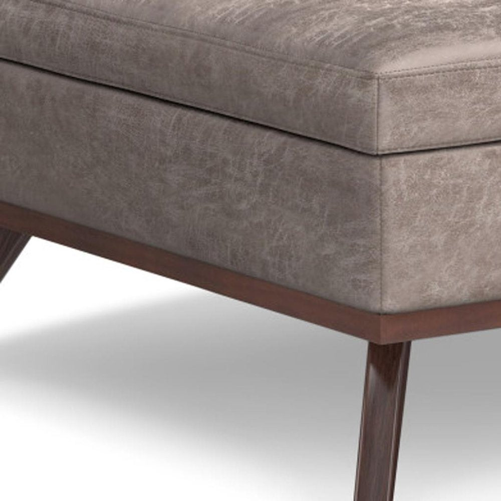 40" Black And Brown Faux Leather Ottoman With Storage