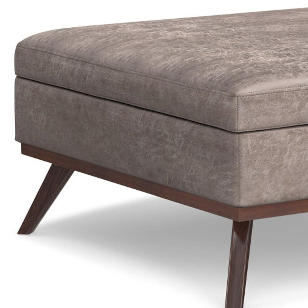 40" Black And Brown Faux Leather Ottoman With Storage