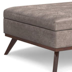 40" Black And Brown Faux Leather Ottoman With Storage