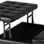 36" Brown And Espresso Faux Leather Tufted Ottoman With Storage