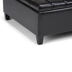 36" Brown And Espresso Faux Leather Tufted Ottoman With Storage