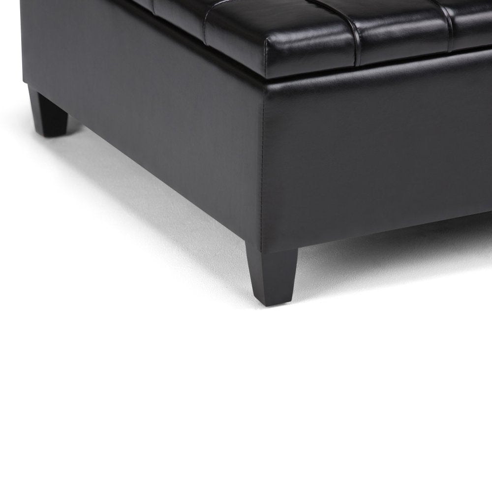 36" Brown And Espresso Faux Leather Tufted Ottoman With Storage