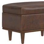 26" Chestnut And Walnut Faux Leather Ottoman With Storage
