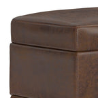 26" Chestnut And Walnut Faux Leather Ottoman With Storage
