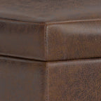 26" Chestnut And Walnut Faux Leather Ottoman With Storage