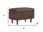 26" Chestnut And Walnut Faux Leather Ottoman With Storage