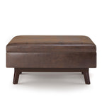 36" Brown Faux Leather Ottoman With Storage