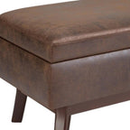 36" Brown Faux Leather Ottoman With Storage