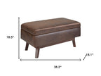 36" Brown Faux Leather Ottoman With Storage