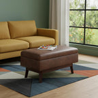 36" Brown Faux Leather Ottoman With Storage