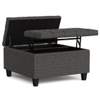 30" Slate Gray And Brown Upholstery Tufted Ottoman With Storage