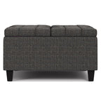 30" Slate Gray And Brown Upholstery Tufted Ottoman With Storage