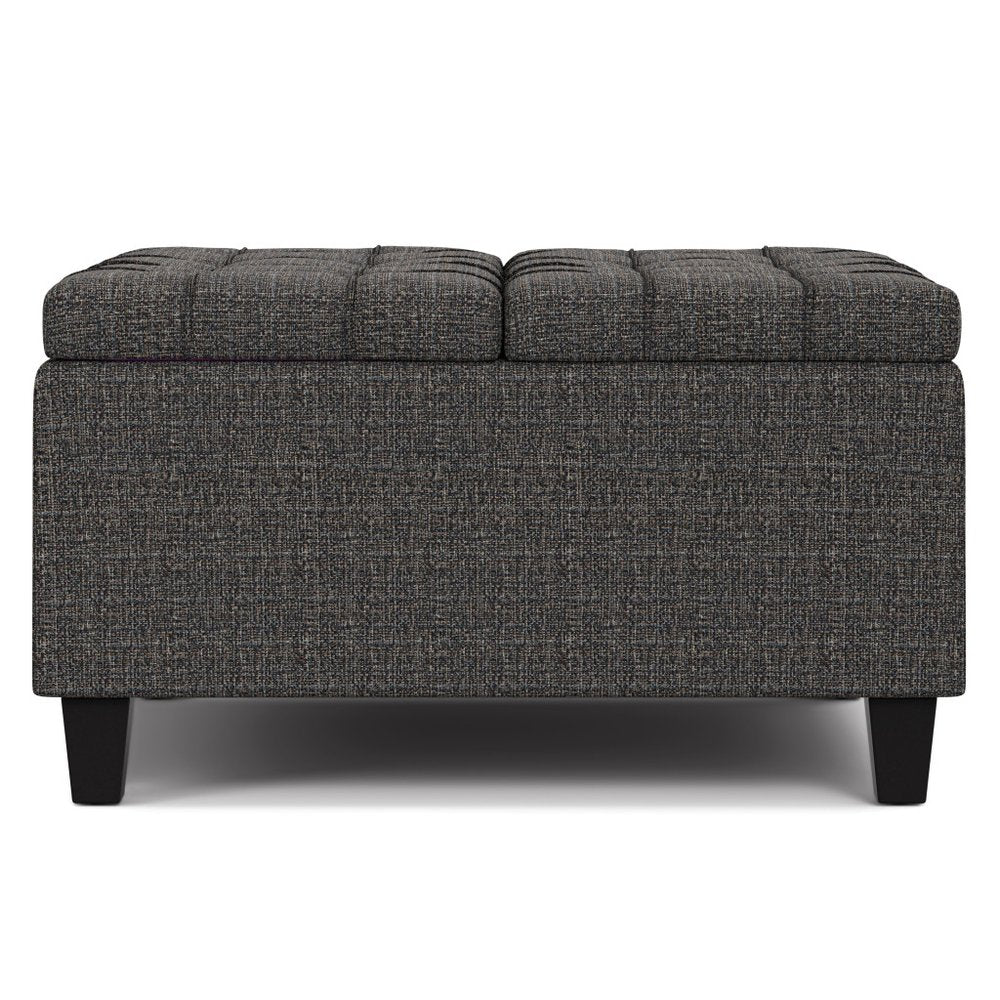 30" Slate Gray And Brown Upholstery Tufted Ottoman With Storage