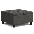 30" Slate Gray And Brown Upholstery Tufted Ottoman With Storage