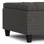30" Slate Gray And Brown Upholstery Tufted Ottoman With Storage