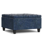 30" Brown Faux Leather Tufted Ottoman With Storage