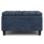 30" Brown Faux Leather Tufted Ottoman With Storage