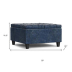 30" Brown Faux Leather Tufted Ottoman With Storage