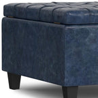30" Brown Faux Leather Tufted Ottoman With Storage