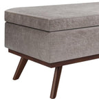 42" Taupe And Brown Faux Leather Ottoman With Storage