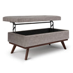 42" Taupe And Brown Faux Leather Ottoman With Storage