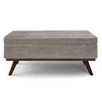 42" Taupe And Brown Faux Leather Ottoman With Storage