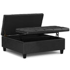 40" Black Faux Leather Tufted Ottoman With Storage