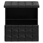 40" Black Faux Leather Tufted Ottoman With Storage