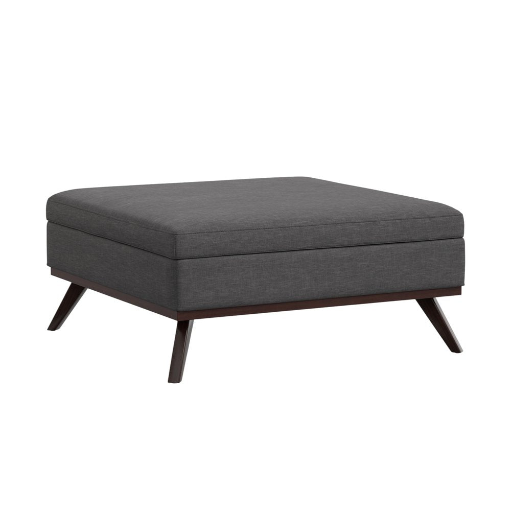 40" Natural And Brown Upholstery Ottoman With Storage