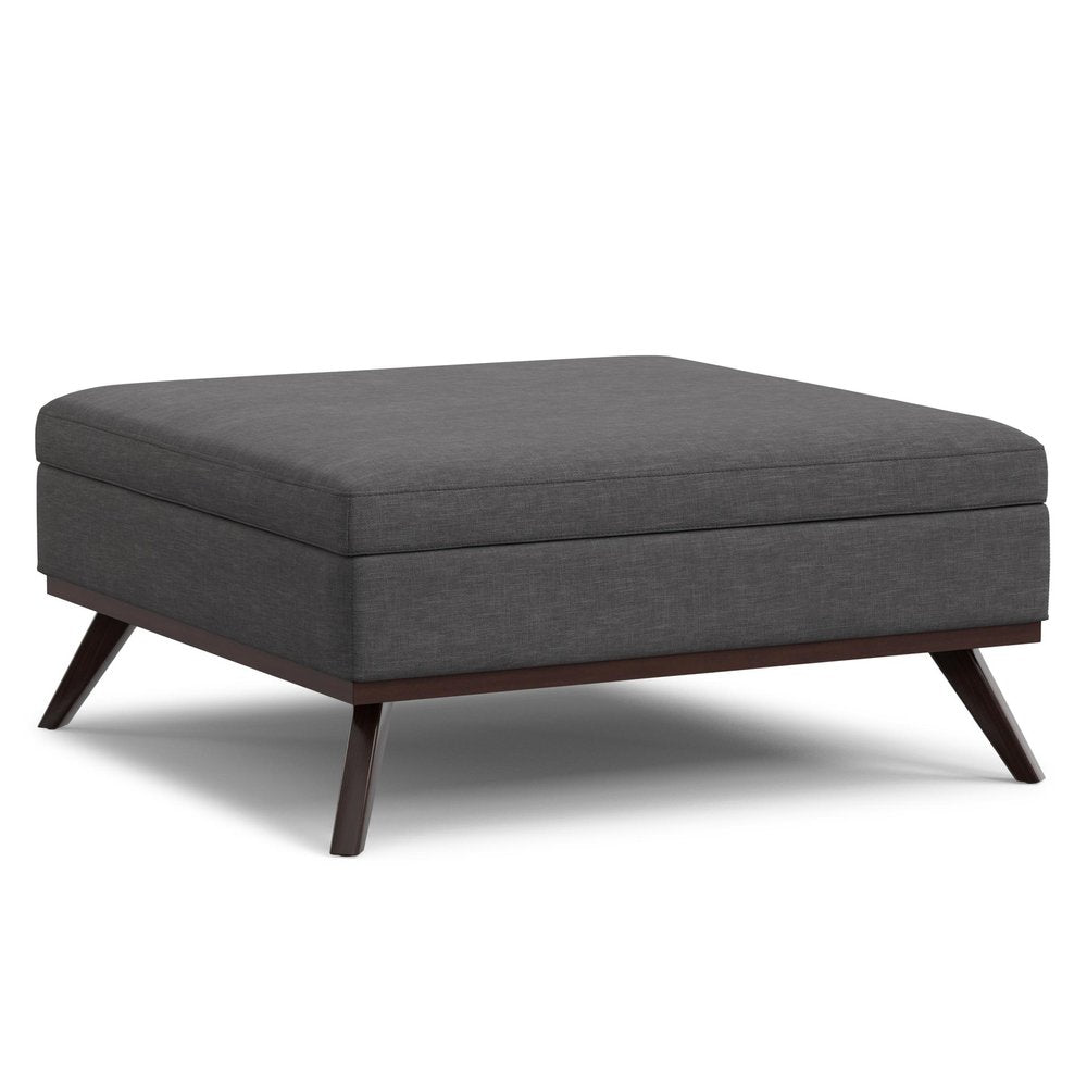 40" Natural And Brown Upholstery Ottoman With Storage
