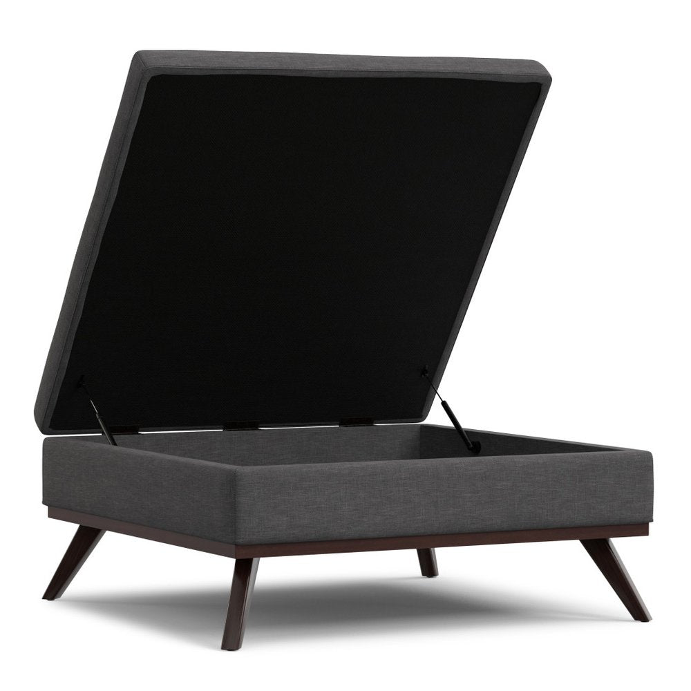 40" Natural And Brown Upholstery Ottoman With Storage