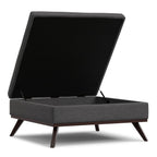 40" Natural And Brown Upholstery Ottoman With Storage