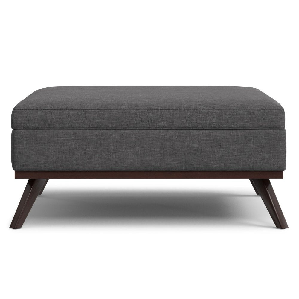 40" Natural And Brown Upholstery Ottoman With Storage