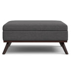 40" Natural And Brown Upholstery Ottoman With Storage