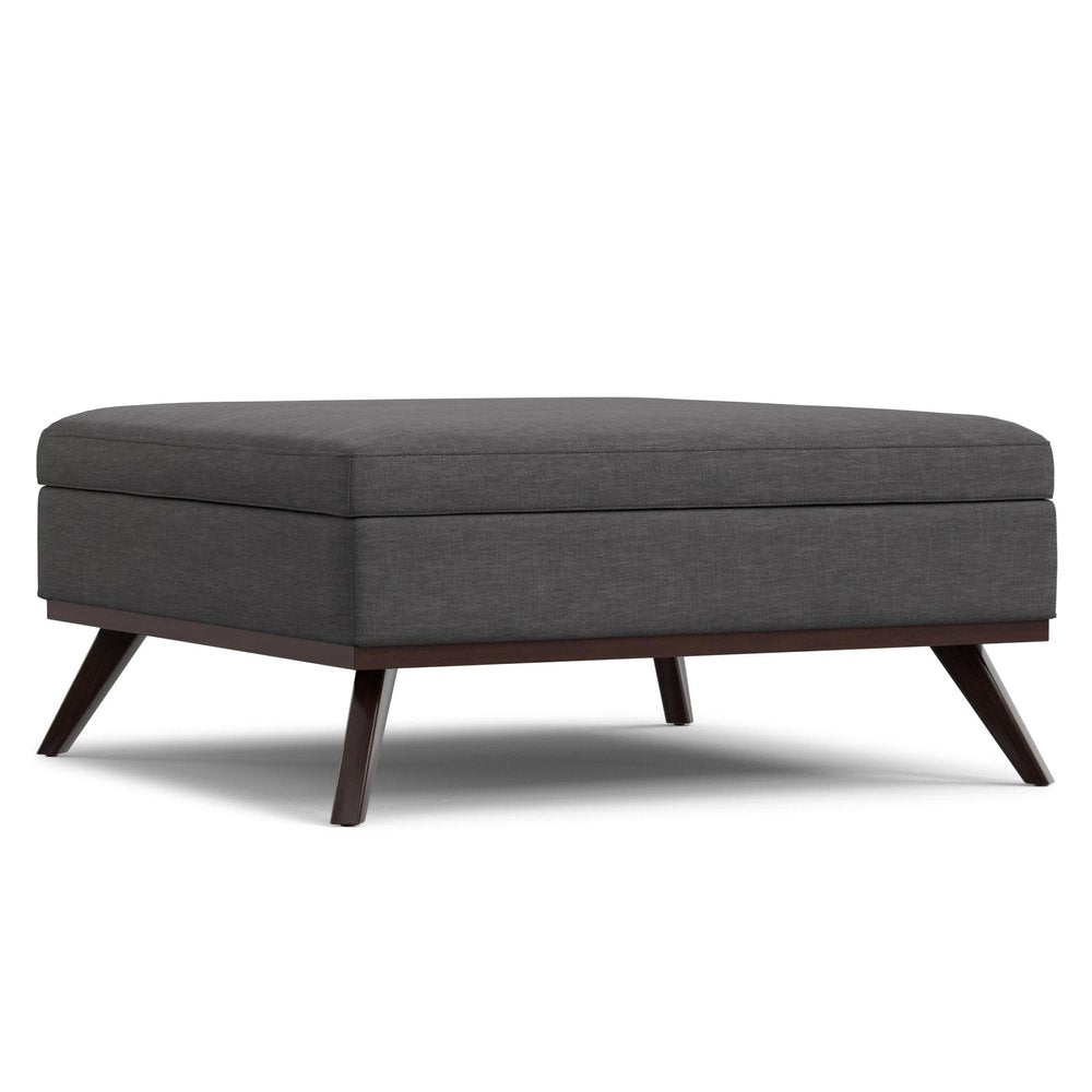 40" Natural And Brown Upholstery Ottoman With Storage