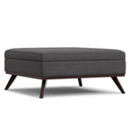 40" Natural And Brown Upholstery Ottoman With Storage