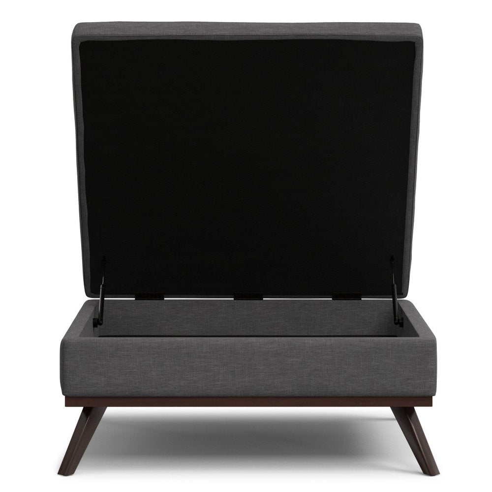 40" Natural And Brown Upholstery Ottoman With Storage