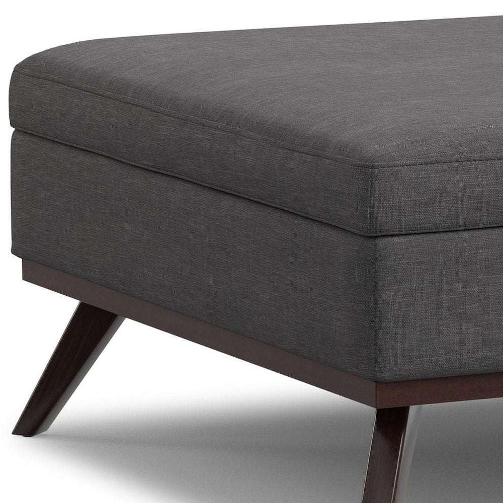 40" Natural And Brown Upholstery Ottoman With Storage