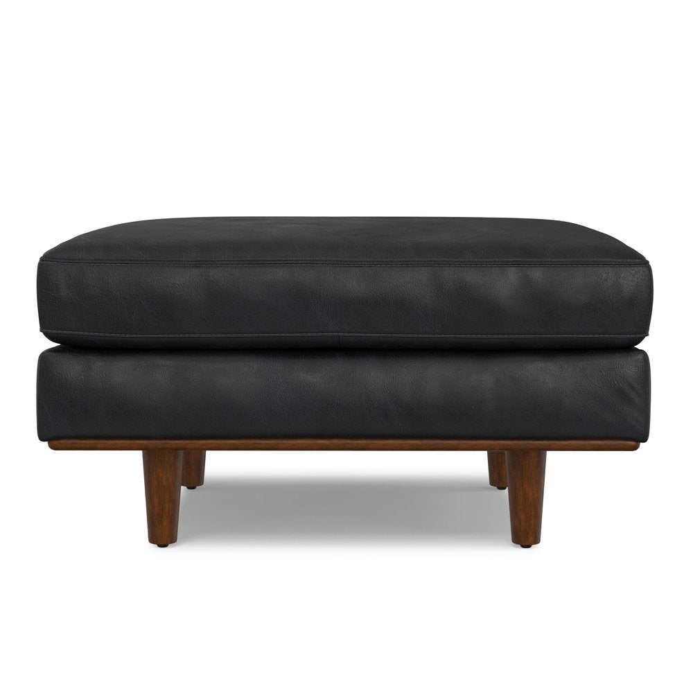 33" Brown Genuine Leather Cocktail Ottoman
