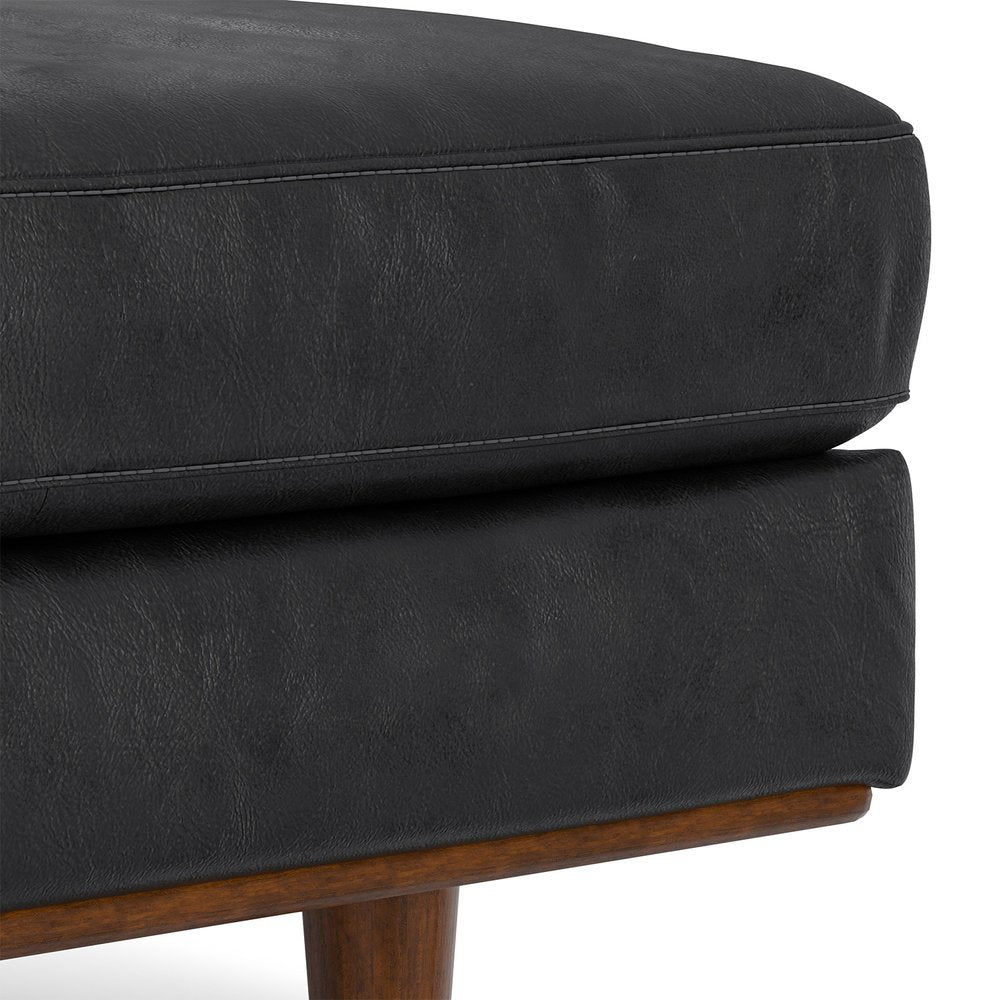 33" Brown Genuine Leather Cocktail Ottoman